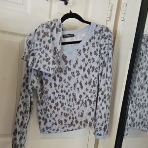 Animal Print Long Sleeve Top With Matching Shorts Lounge Set